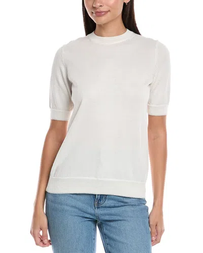 Lafayette 148 New York Short Sleeve Wool-blend Sweater In Neutral