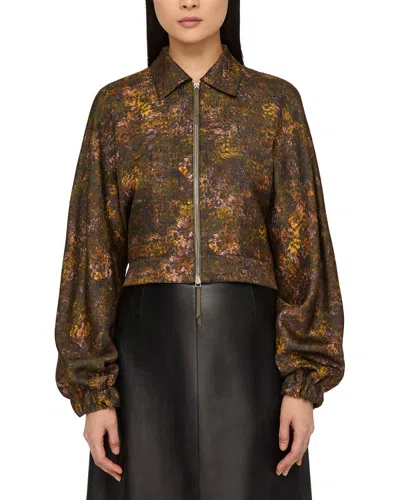 Lafayette 148 New York Silk- & Wool-blend Bomber Jacket In Brown