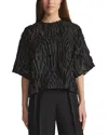 Lafayette 148 New York Silk-blend Drop Shoulder Crewneck Blouse In Black