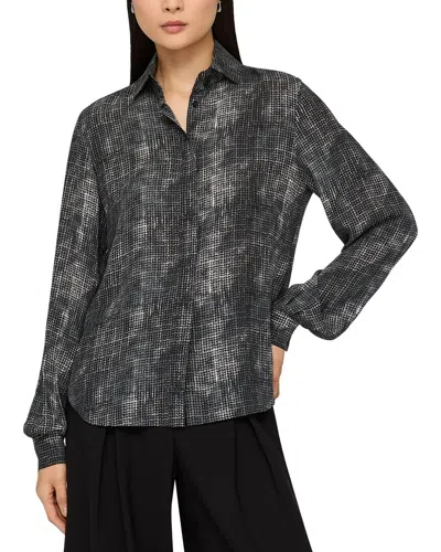 Lafayette 148 New York Hidden Button Silk Blouse In Brown