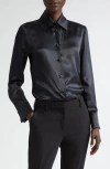 Lafayette 148 Scottie Silk Button-down Blouse In Black