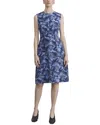 Lafayette 148 Sleeveless Brushstroke-print Darted Midi Dress