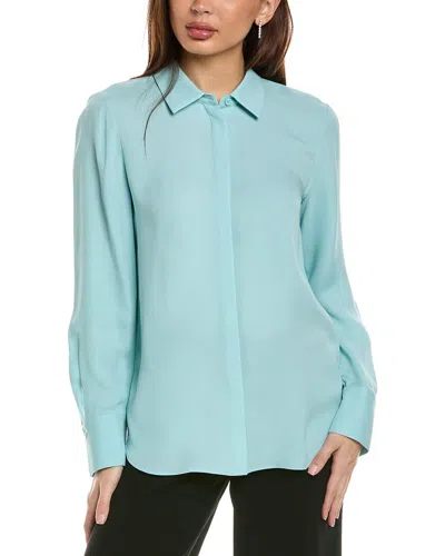 Lafayette 148 New York Silk Scottie Blouse In Blue