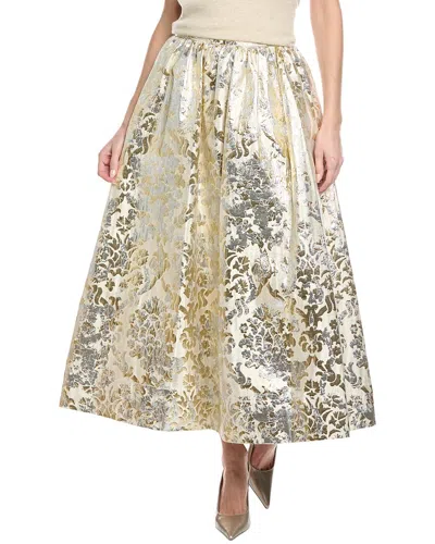 Lafayette 148 New York Silk-blend A-line Skirt In Silver