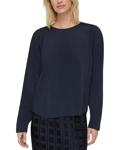 Lafayette 148 New York Silk-blend Blouse In Ink-ink