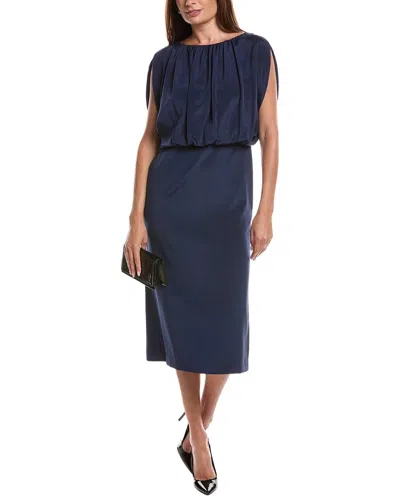 Lafayette 148 New York Silk-blend Blouson Dress In Blue