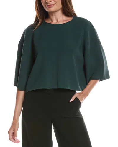 Lafayette 148 New York Silk-blend Crewneck Blouse In Green