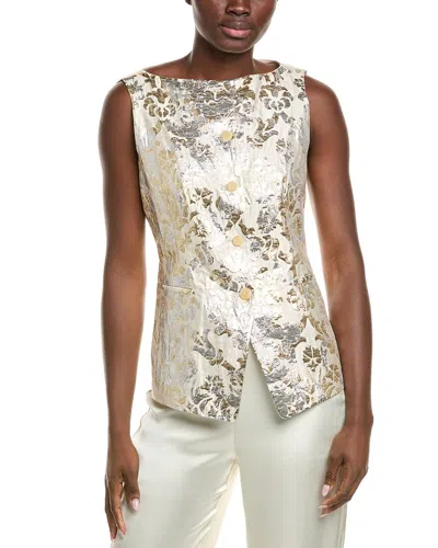 Lafayette 148 New York Silk-blend Cutaway Vest In Pearl Metallic