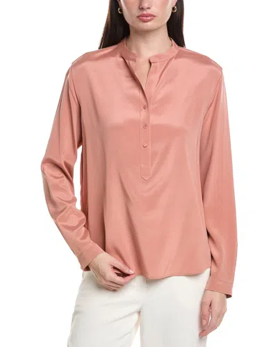Lafayette 148 New York Silk-blend Henley Blouse In Pink