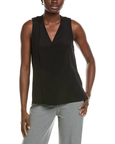 Lafayette 148 New York Silk-blend V-neck Blouse In Black