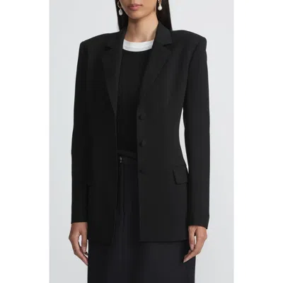 Lafayette 148 New York Single Breasted Three Button Blazer In Black