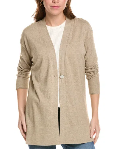 Lafayette 148 New York Single Button Cashmere-blend Cardigan In Gray