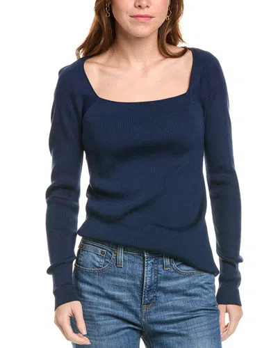 Lafayette 148 New York Skinny Rib Silk-blend Sweater In Blue