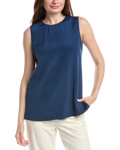 Lafayette 148 New York Sleeveless Adela Silk-blend Blouse In Blue