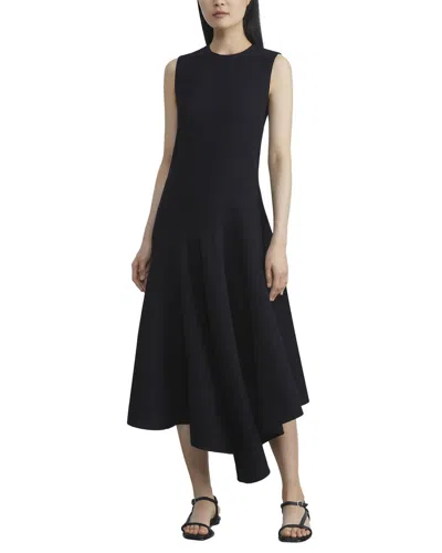 Lafayette 148 New York Sleeveless Asymmetric Wool Dress In Black