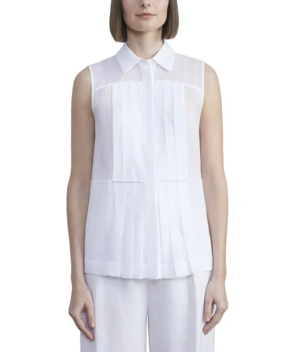 Lafayette 148 New York Sleeveless Button Down In White