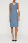 Lafayette 148 New York Sleeveless Donegal Tweed Sheath Dress In Brown