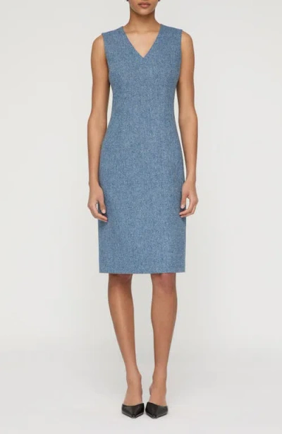 Lafayette 148 New York Sleeveless Donegal Tweed Sheath Dress In Blue