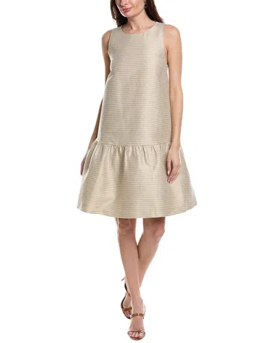 Lafayette 148 New York Sleeveless Drop Waist Linen & Silk-blend Dress In Neutral