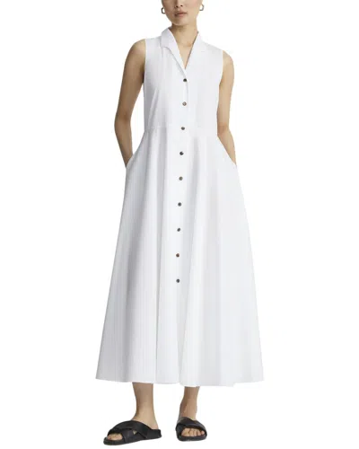 Lafayette 148 New York Sleeveless Gathered Waist Shirtdress In White