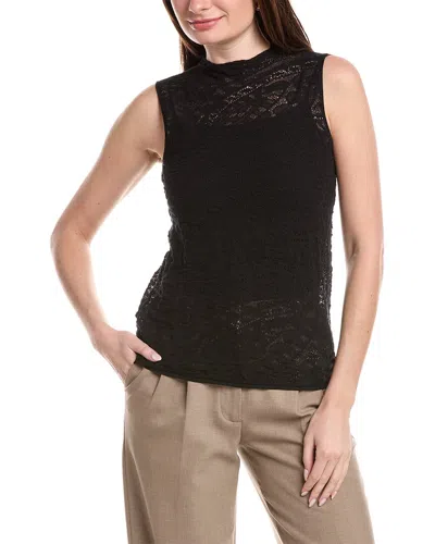 Lafayette 148 New York Sleeveless Knitted Lace Sweater In Black
