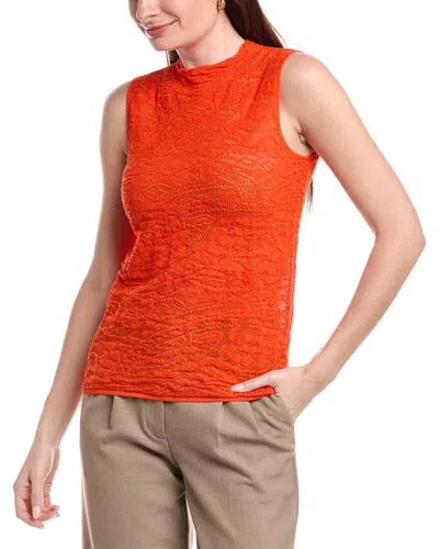 Lafayette 148 New York Sleeveless Knitted Lace Sweater In Orange