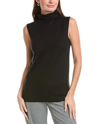 Lafayette 148 New York Sleeveless Mock Neck Cashmere & Wool-blend Sweater In Black