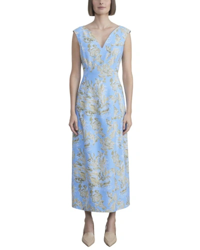 Lafayette 148 New York Sleeveless Portrait Neck Dress In Blue