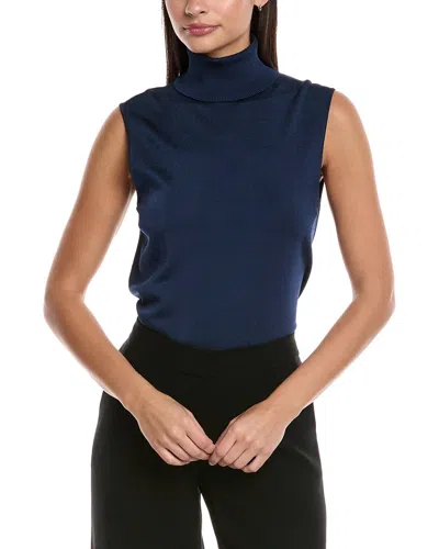 Lafayette 148 New York Sleeveless Turtleneck Shell In Blue