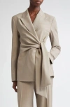 Lafayette 148 New York Slim Fit Responsible Stretch Wool Wrap Blazer In Brown
