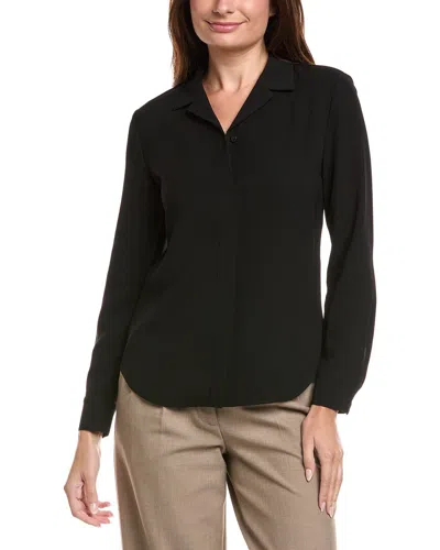 Lafayette 148 New York Slim Hidden Closure Blouse In Black