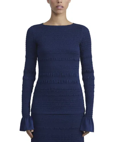 Lafayette 148 New York Smocked Blouse In Blue