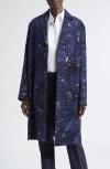 Lafayette 148 New York Soft Shoulder Metallic Jacquard Coat In Blue