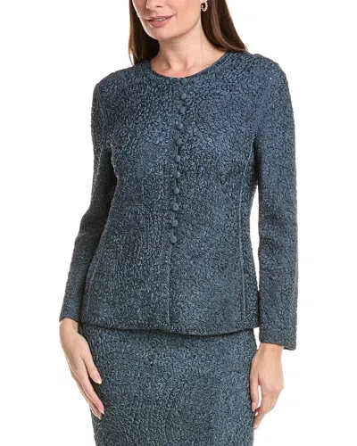 Lafayette 148 New York Soutache Crewneck Cardigan In Blue