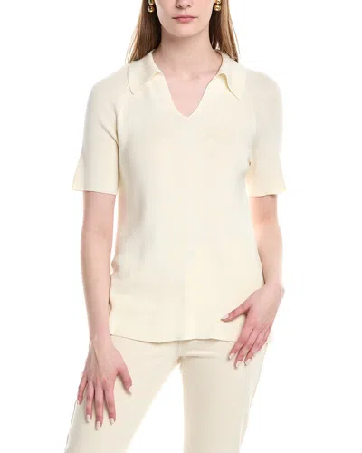 Lafayette 148 New York Split Neck Polo Sweater In Neutral