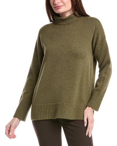 Lafayette 148 New York Stand Collar Cashmere Sweater In Green