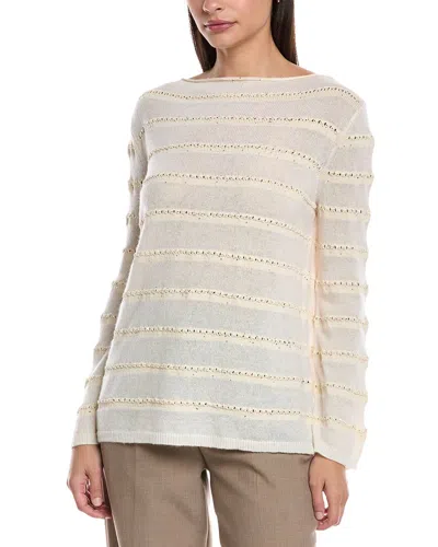 Lafayette 148 New York Stitch Stripe Cashmere-blend Sweater In Neutral