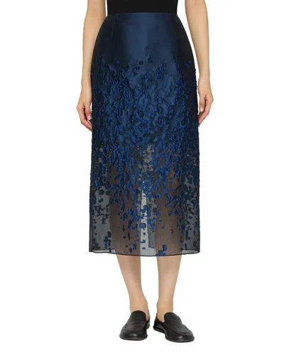 Lafayette 148 New York Straight Midi Skirt In Blue
