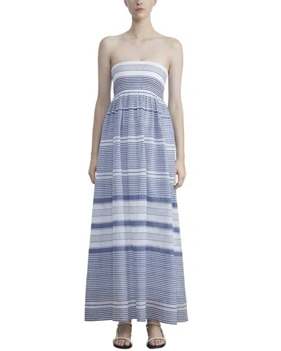 Lafayette 148 New York Strapless Silk-blend Dress In Blue