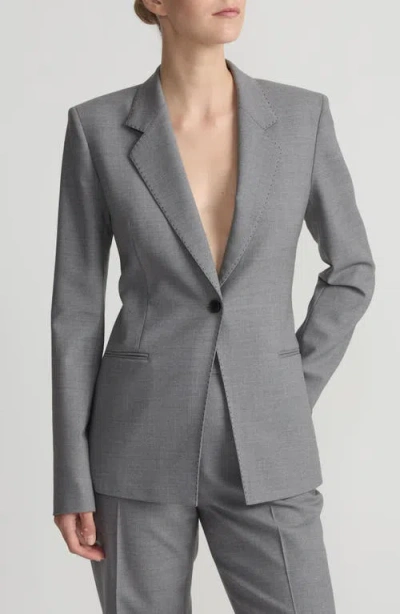Lafayette 148 New York Stretch Merino Wool Blazer In Nickel Melange