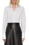 Lafayette 148 New York Stripe Fitted Cotton Poplin Button-up Shirt In White