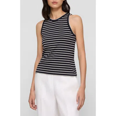 Lafayette 148 New York Stripe Rib Stretch Cotton Racerback Tank In Multi