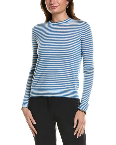 Lafayette 148 New York Striped Cashmere Sweater In Blue