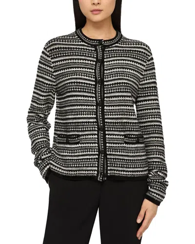 Lafayette 148 New York Plus Mixed Stitch Button Front Cardigan In Animal Print