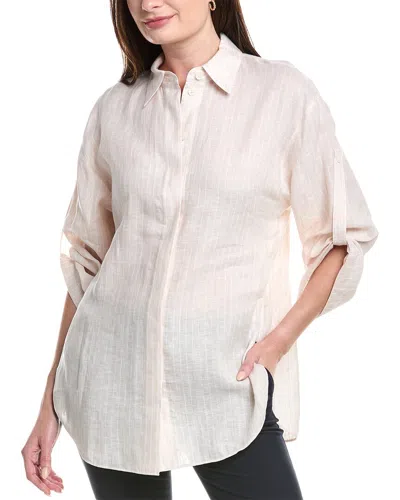 Lafayette 148 New York Tab Sleeve Linen Blouse