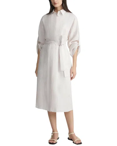 Lafayette 148 New York Tab Sleeve Patch Pocket Linen Shirtdress In White