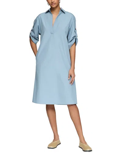 Lafayette 148 New York Tab Sleeve Popover Dress In Blue