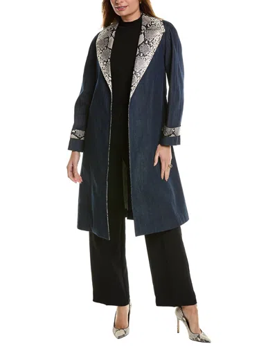 Lafayette 148 New York Tandra Suede Coat In Blue