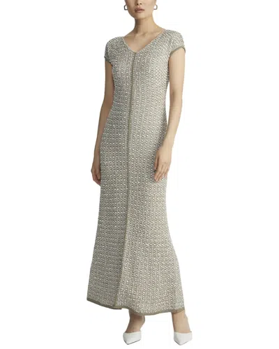 Lafayette 148 New York Textured Stitch Cap Sleeve Silk-blend Dress In White