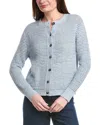 Lafayette 148 New York Textured Stitch Crewneck Linen & Silk-blend Cardigan In Blue
